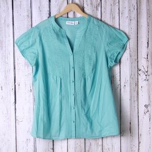 St. John's Bay Button Down Top w/Embroidery Detail